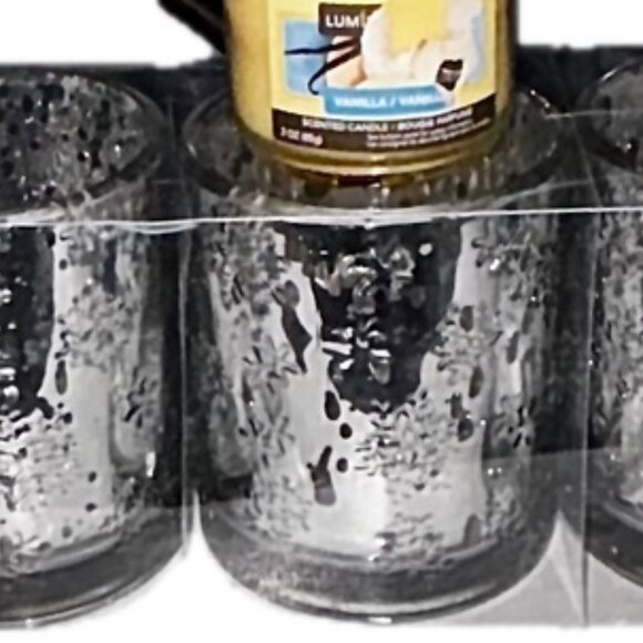 Silver Mercury Glass Tumblers approx 8 oz Candle Holder Drinks Decor Snowflakes - Picture 2 of 7